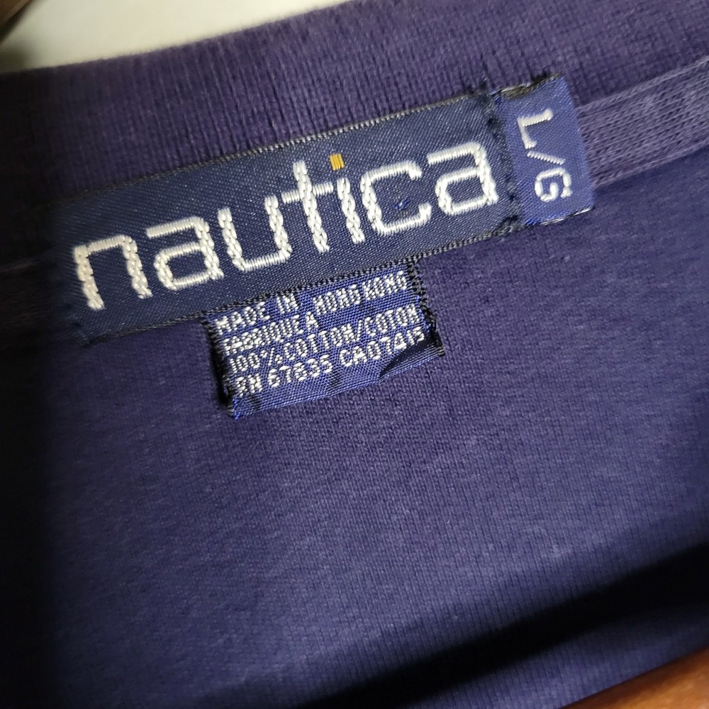 VINTAGE 90s NAUTICA‎ Polo Shirt Mens Large Rugby Heavyweight Striped Red Blue - Picture 2 of 14